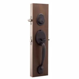Copper Creek Mid Century Modern Tuscan Bronze Front Door Handleset with Zane Contemporary Lever Trim thumbnail 2