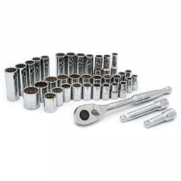 Husky 37-Piece 1/2 in. Drive SAE and Metric Socket Set with Ratchet thumbnail 2