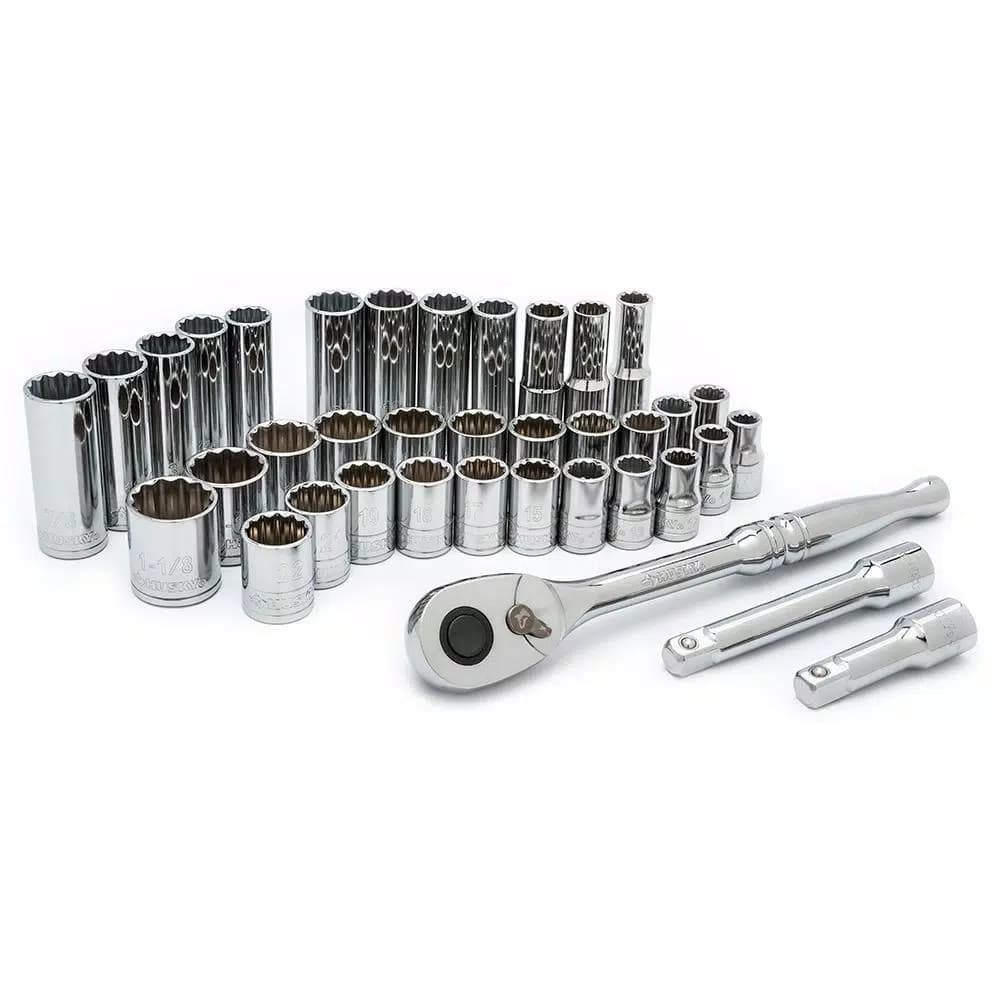 Husky 37-Piece 1/2 in. Drive SAE and Metric Socket Set with Ratchet