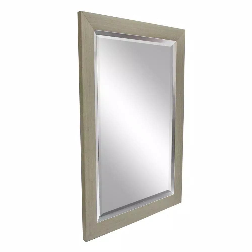 Unbranded Classic Gray Wash and Silver Beveled Glass Rectangle Accent Mirror (43.5 x 31.5 in)