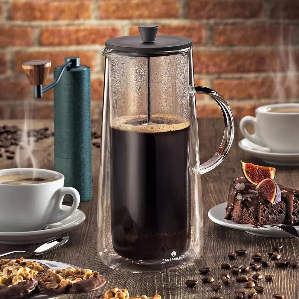 ZASSENHAUS Aroma 6-Cup Double Wall Borosilicate Glass French Press Coffee Maker, 25 fl. oz.