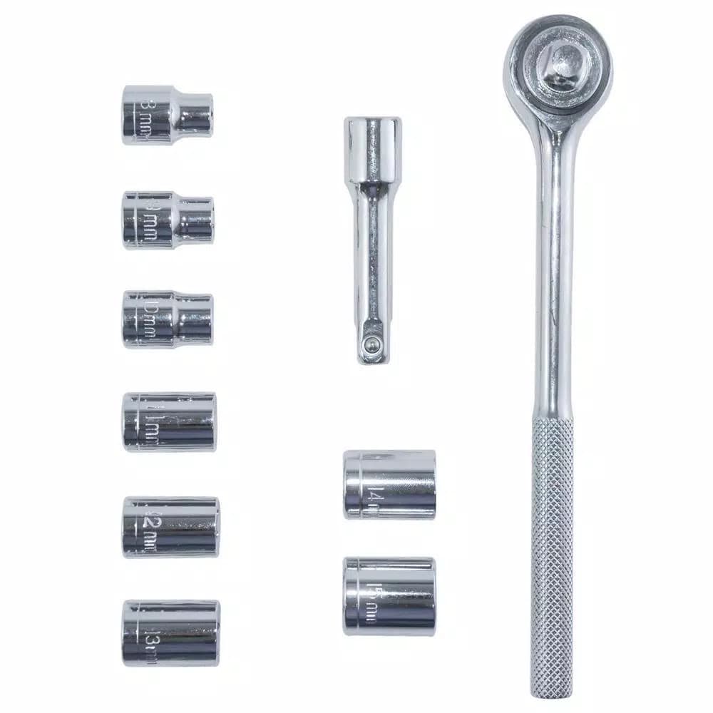 Best Value 3/8 in. Drive Metric Ratchet and Socket Set, 10-Piece