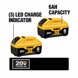 DEWALT 20V MAX XR Premium Lithium-Ion 6.0 Ah Battery Pack, 2-Pack thumbnail 2