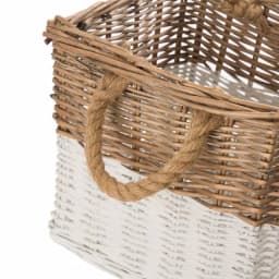 Glitzhome Natural White Square Wicker Willow Baskets, Set of 3 with Rope Handles thumbnail 2