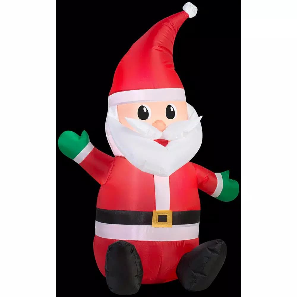 Unbranded 3.5 ft. Seated Santa Claus Inflatable Holiday Outdoor Decor with LED Lights