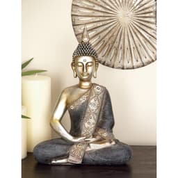 LITTON LANE 16 in. x 12 in. Decorative Sitting Buddha Sculpture, Tarnished Brass Finish Polystone Statuary thumbnail 7