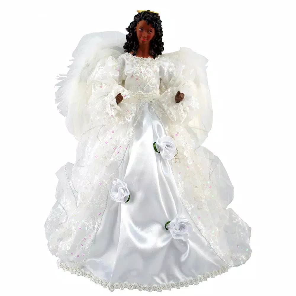Santa's Workshop Hand-crafted 16 in. Black Wedding Dress Angel Figurine