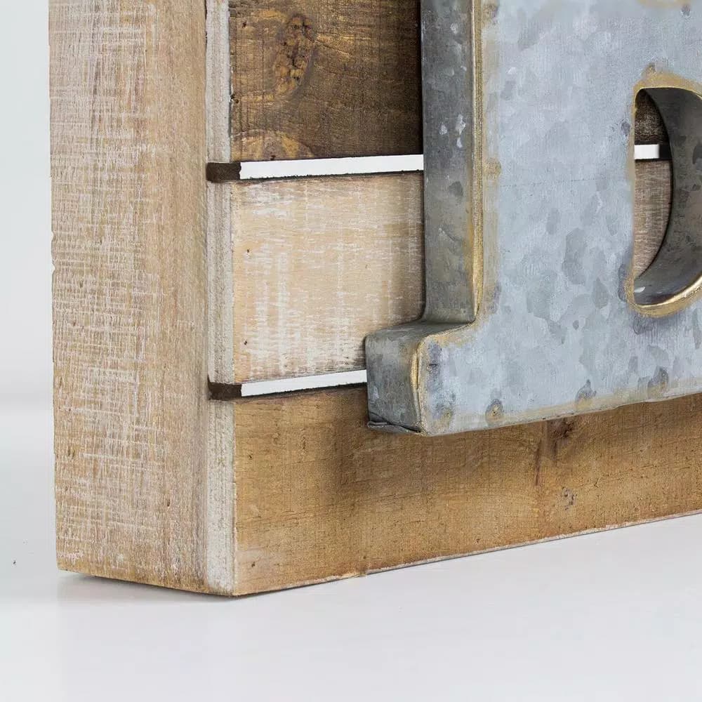 Crystal Art Gallery Rustic Metal and Wood Initial Letter B - Galvanized Industrial Wall Decor