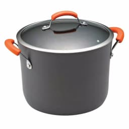 Rachael Ray 10 Qt. Hard-Anodized Aluminum Nonstick Stock Pot with Glass Lid, Orange/Gray thumbnail 1
