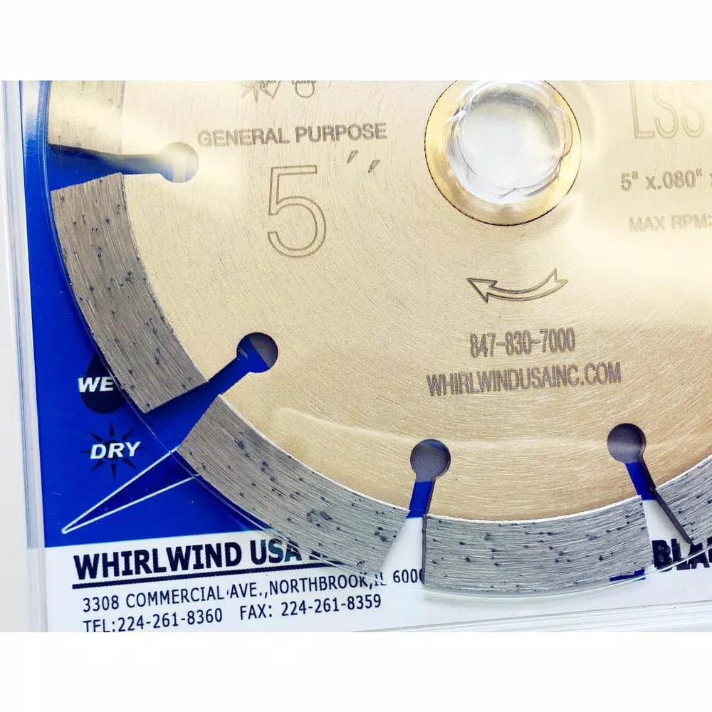 Whirlwind USA 5 in. Segmented Diamond Blade for Concrete, Stone, Brick, and Masonry