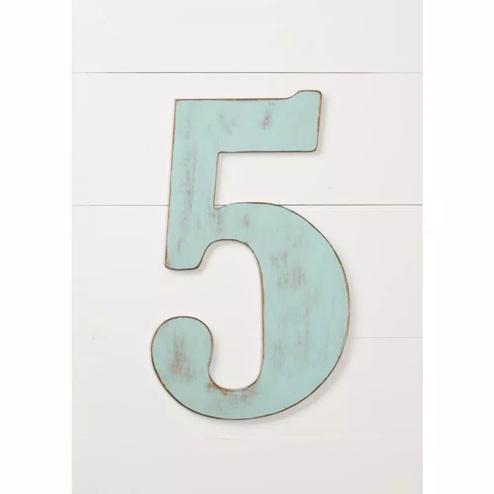 Jeff McWilliams Designs 18 in. Oversized Unfinished Wood Number 5 - Industrial Style Wall Decor