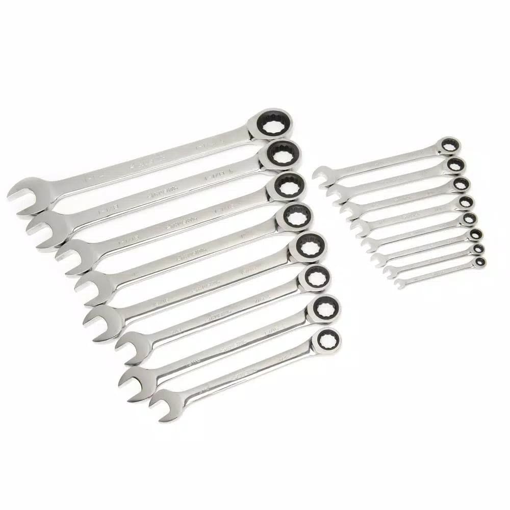 Husky 16-Piece SAE Ratcheting Wrench Set, 12-Point Alloy Steel