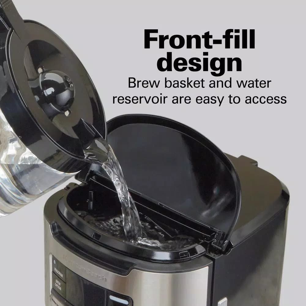Hamilton Beach 14-Cup Programmable Drip Coffee Maker with Front-Fill Design, Black