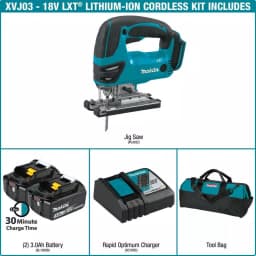 Makita 18V LXT Cordless Jig Saw Kit with 2 Batteries and Rapid Optimum Charger thumbnail 2