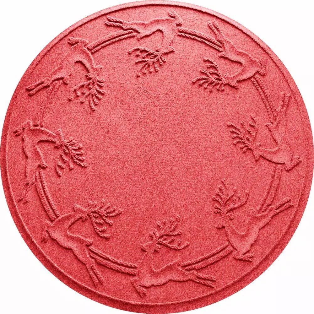 Bungalow Flooring WaterHog Aqua Shield Red 35 in. Round Reindeer Run Christmas Tree Mat