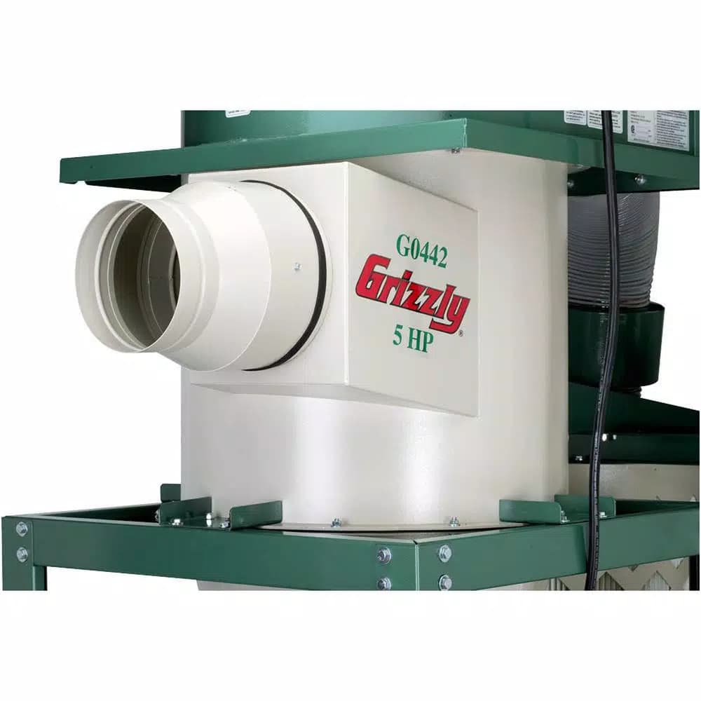Grizzly Industrial 5 HP Cyclone Dust Collector with 55 Gal. Steel Drum and BIA Certified Cartridge Filter