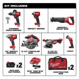 Milwaukee M18 FUEL 18V Lithium-Ion Brushless Cordless 7-Tool Combo Kit with (2) 5.0 Ah Batteries & Charger thumbnail 2