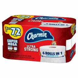 Charmin Ultra Strong 2-Ply Toilet Paper, 12 Super Mega Rolls thumbnail 3