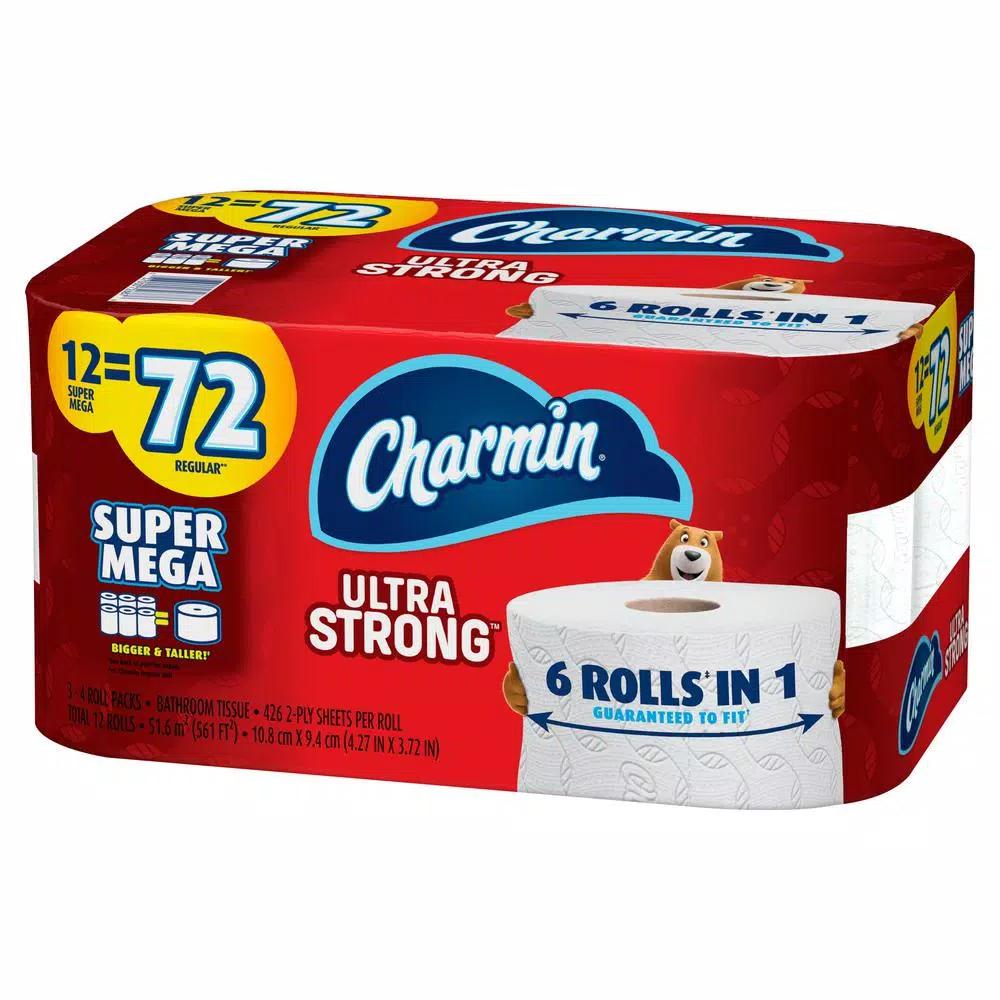 Charmin Ultra Strong 2-Ply Toilet Paper, 12 Super Mega Rolls