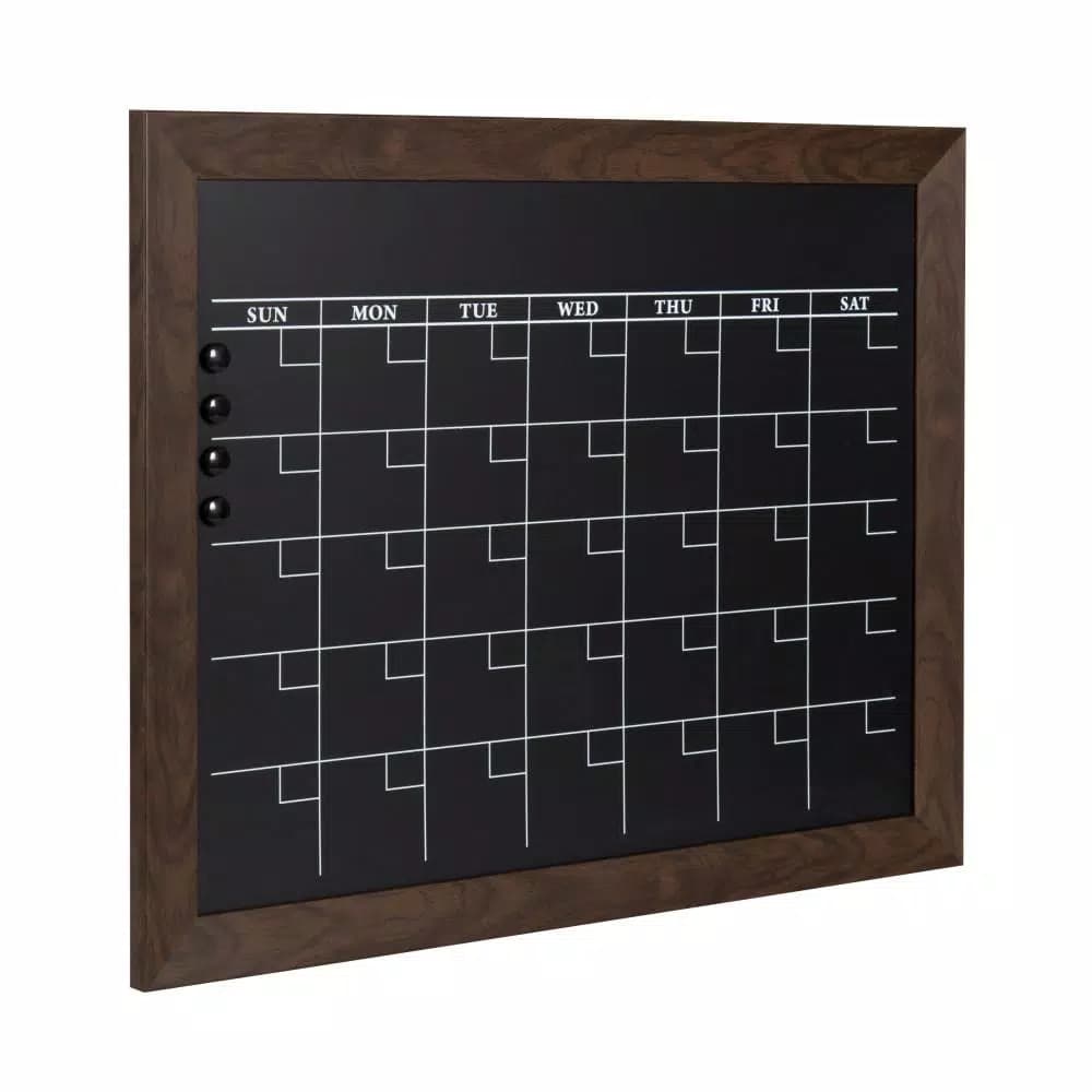 DesignOvation Beatrice Framed Magnetic Chalkboard Monthly Calendar Memo Board