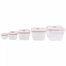 Unbranded 10-Piece Locking Square Plastic Food Storage Container Set with Steam-Vented Lids, Red thumbnail 3
