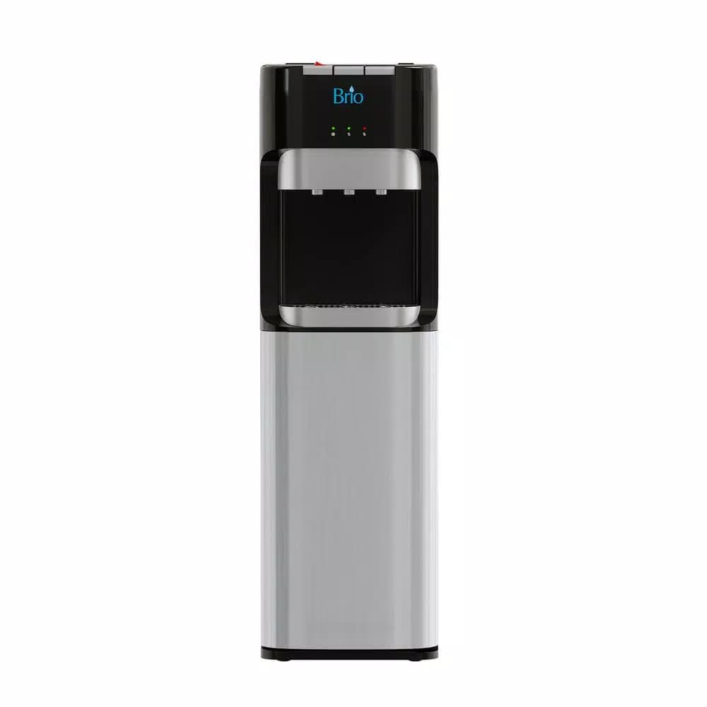 Brio Essential Series Bottom Loading Water Dispenser, Tri-Temp Hot/Cold/Room Temp, Black & Stainless Steel