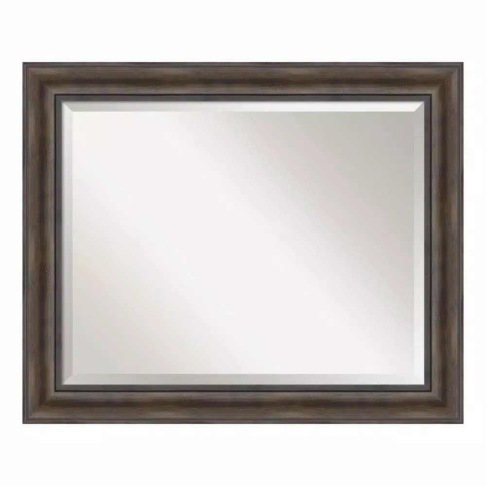 Amanti Art 33.5 in. W x 27.5 in. H Rustic Pine Framed Rectangular Bathroom Vanity Mirror