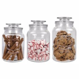 Home Basics 3-Piece Glass Canister Set, 35 oz., 45 oz., and 53 oz. Kitchen Storage Jars thumbnail 1