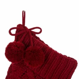 Glitzhome 24 in. Red Knitted Christmas Stocking with Pom Pom Balls - Acrylic thumbnail 2