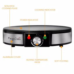 MegaChef Mega Chef 12-Inch Stainless Steel Electric Crepe and Pancake Maker Griddle, 1200W thumbnail 3