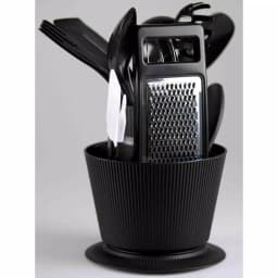 Home Basics 14-Piece Kitchen Tool Set with Revolving Storage Crock, Black thumbnail 2