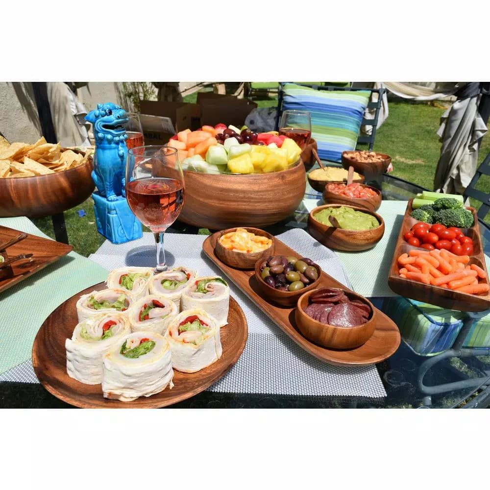 Acaciaware 6-Piece Handcrafted Acacia Wood Oval Serving Tray Set