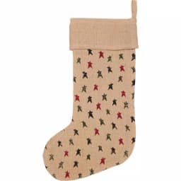 VHC Brands 20 in. Jute Primitive Star Christmas Stocking - Natural Tan Farmhouse Decor thumbnail 2