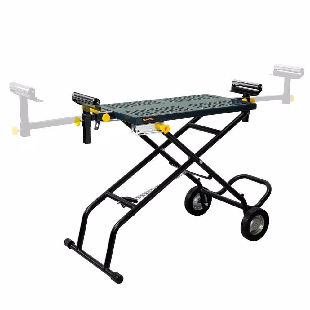 POWERTEC Universal Deluxe Rolling Miter Saw Stand with 440 lb Capacity and 8" Wheels