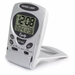 Equity by La Crosse Fold-Up Digital 2.70 in. LCD Travel Alarm Clock with Nap Timer and Backlight, Silver thumbnail 3