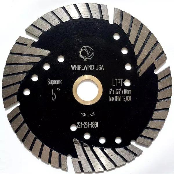Whirlwind USA 5 in. Turbo Segmented Diamond Saw Blade for Granite, Marble, and Concrete