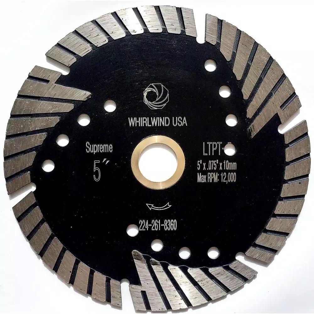 Whirlwind USA 5 in. Turbo Segmented Diamond Saw Blade for Granite, Marble, and Concrete