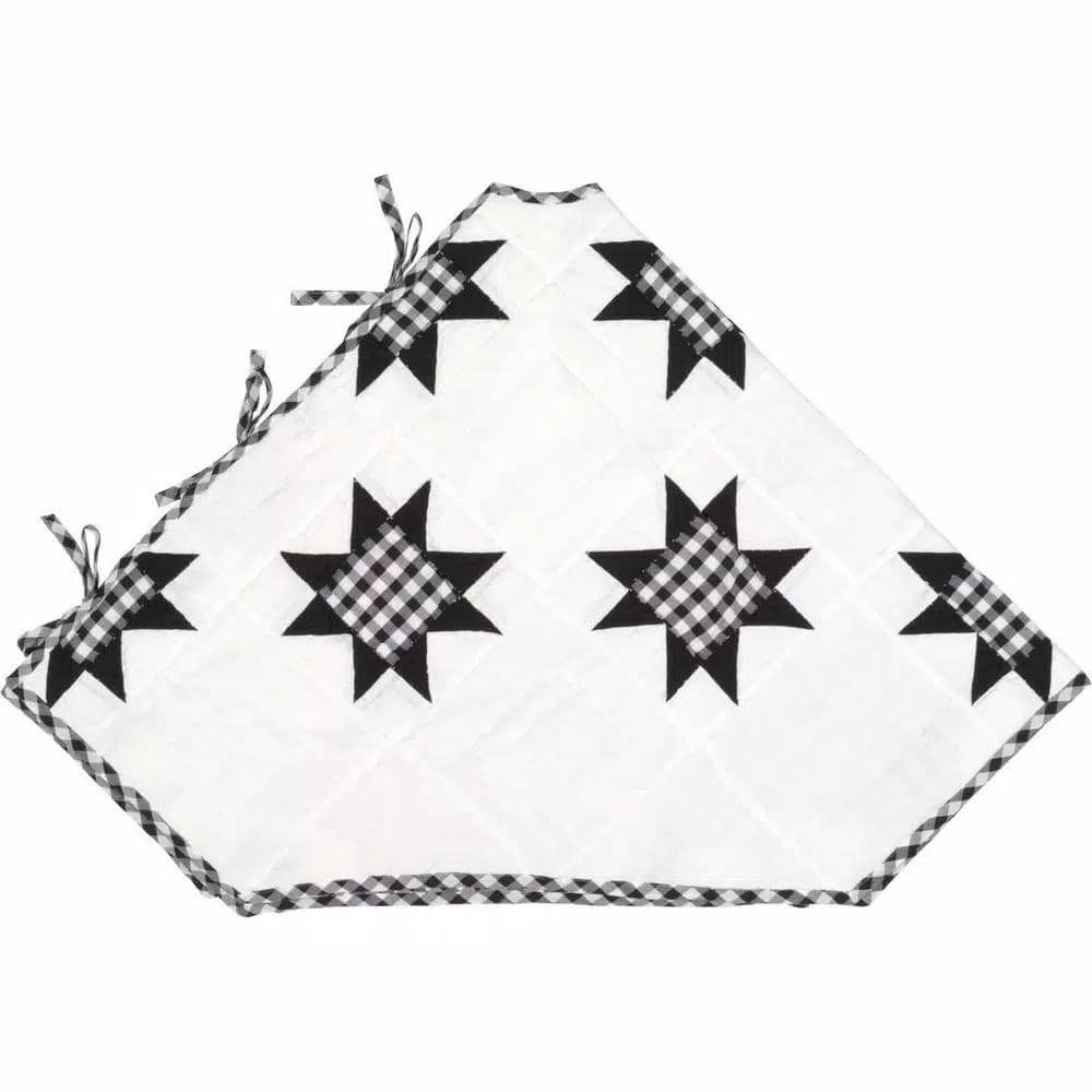 VHC Brands 60 in. Emmie Black and White Patchwork Farmhouse Christmas Tree Skirt