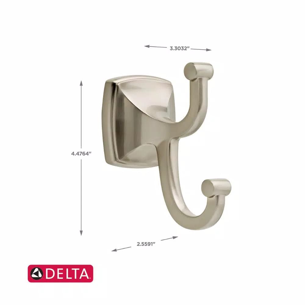 Delta Amaya Double Towel and Robe Hook in Brushed Nickel