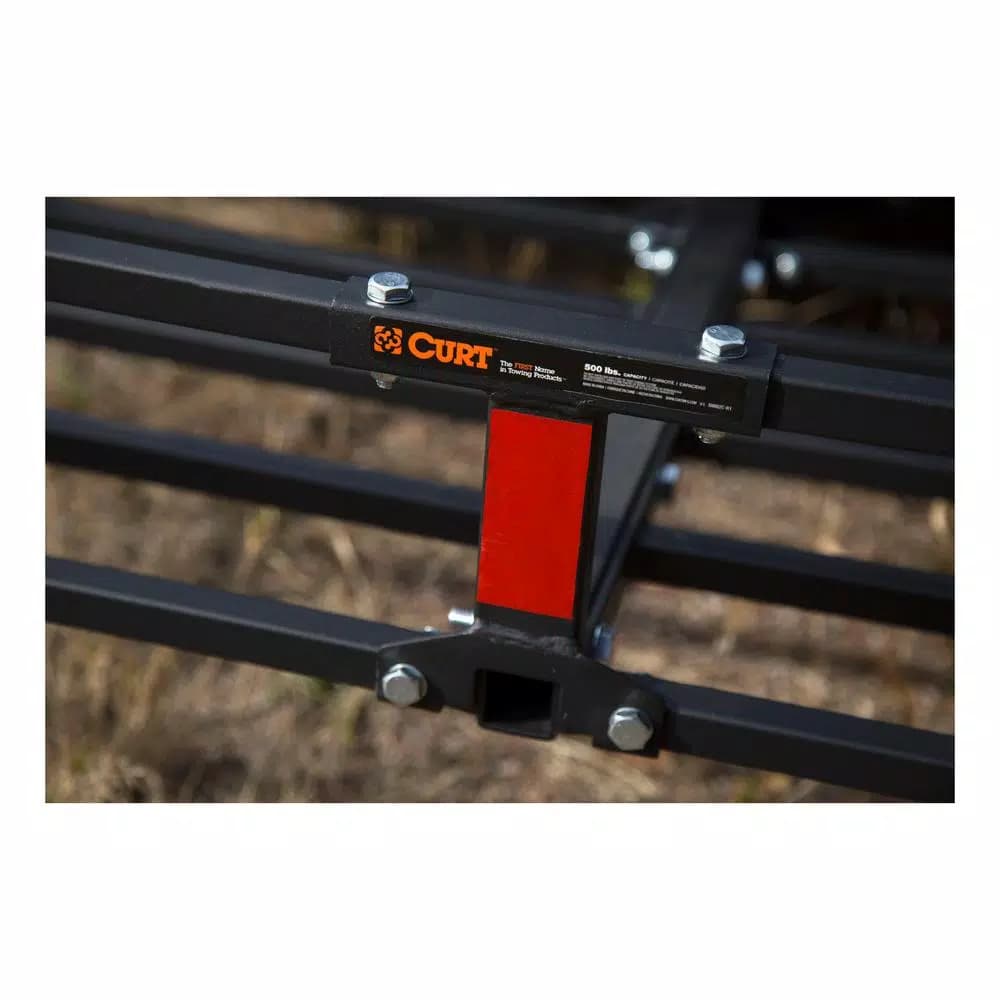 CURT 48 in. x 20 in. Steel Basket Style Hitch Cargo Carrier, 500 lb. Capacity, 2 in. Receiver with Adapter