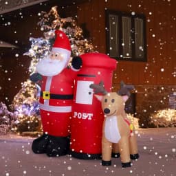 JOYDECOR 6 ft. Santa Claus with Postbox and Reindeer Christmas Inflatable with LED Lights thumbnail 9