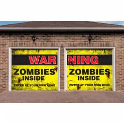 My Door Decor 7 ft. x 8 ft. Zombies Inside Halloween Garage Door Banner Mural thumbnail 1