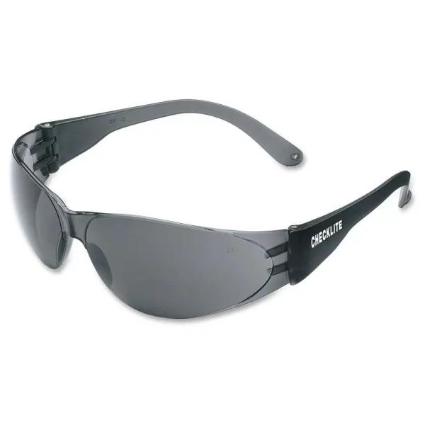 MCR Safety Checklite Gray Lens Safety Glasses, Scratch-Resistant Polycarbonate, ANSI Z87+