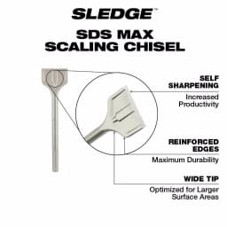 Milwaukee 3 in. x 12 in. SDS-Max SLEDGE Steel Scaling Chisel thumbnail 3
