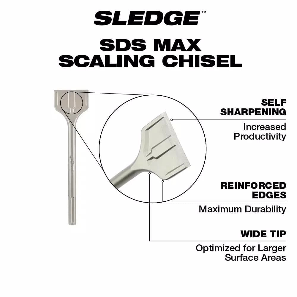 Milwaukee 3 in. x 12 in. SDS-Max SLEDGE Steel Scaling Chisel
