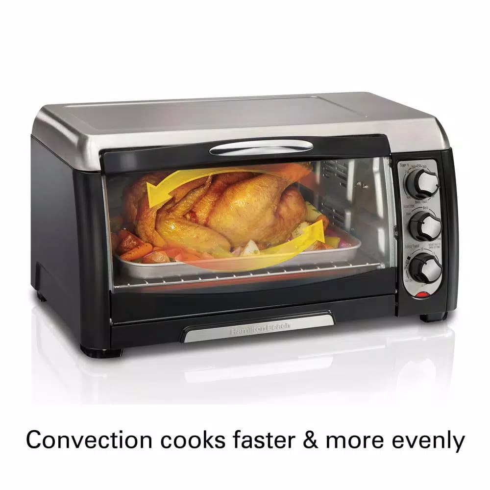 Hamilton Beach 6-Slice Convection Toaster Oven with Bake, Broil, and Toast Settings - Black