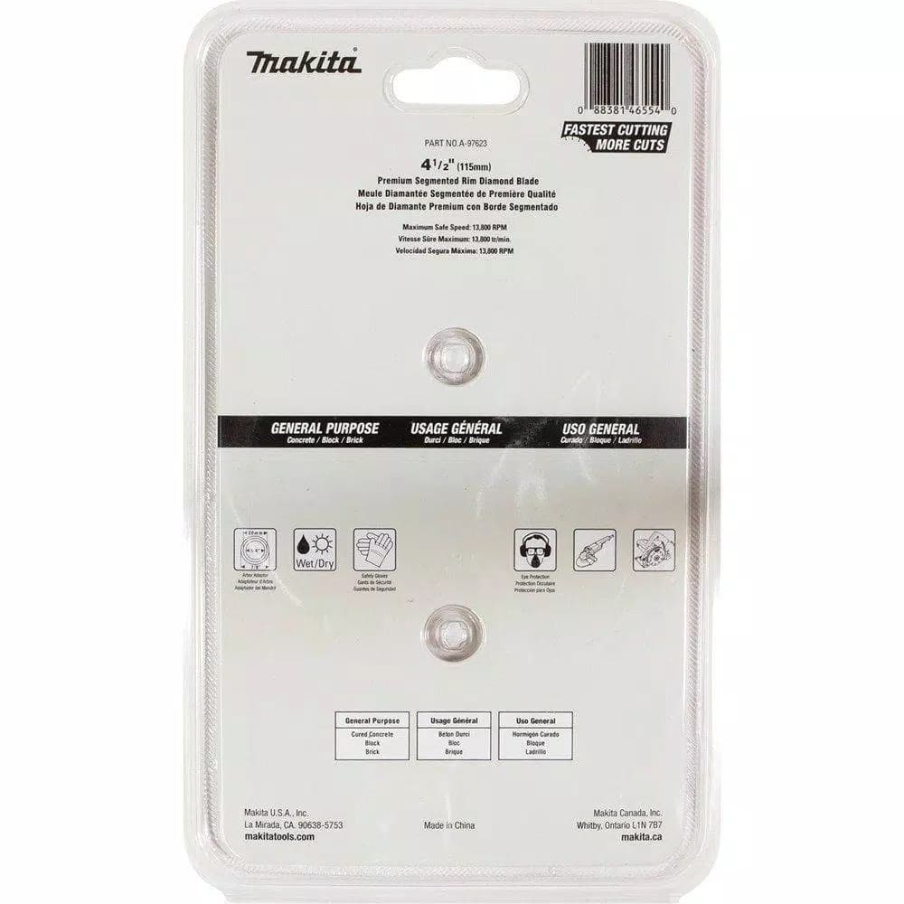 Makita 4-1/2 in. Segmented Rim Diamond Blade, 2-Pack