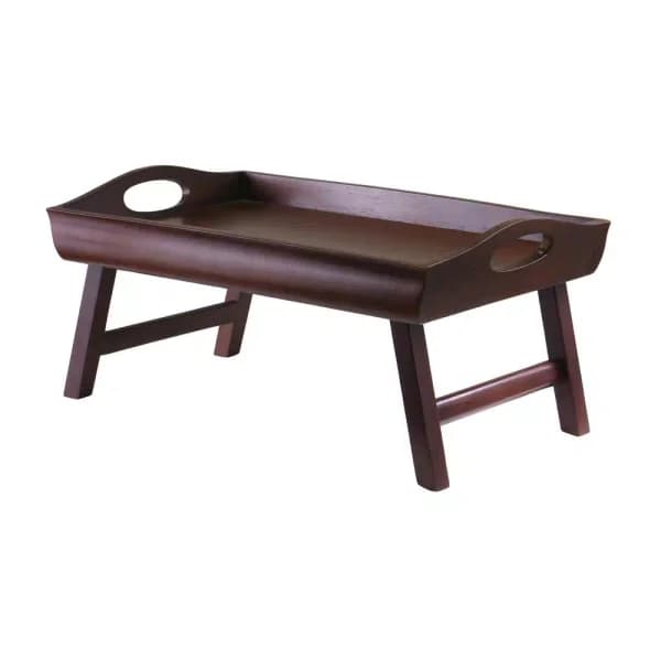 Winsome Sedona Solid Wood Bed Tray with Foldable Legs and Large Handles, Antique Walnut Finish