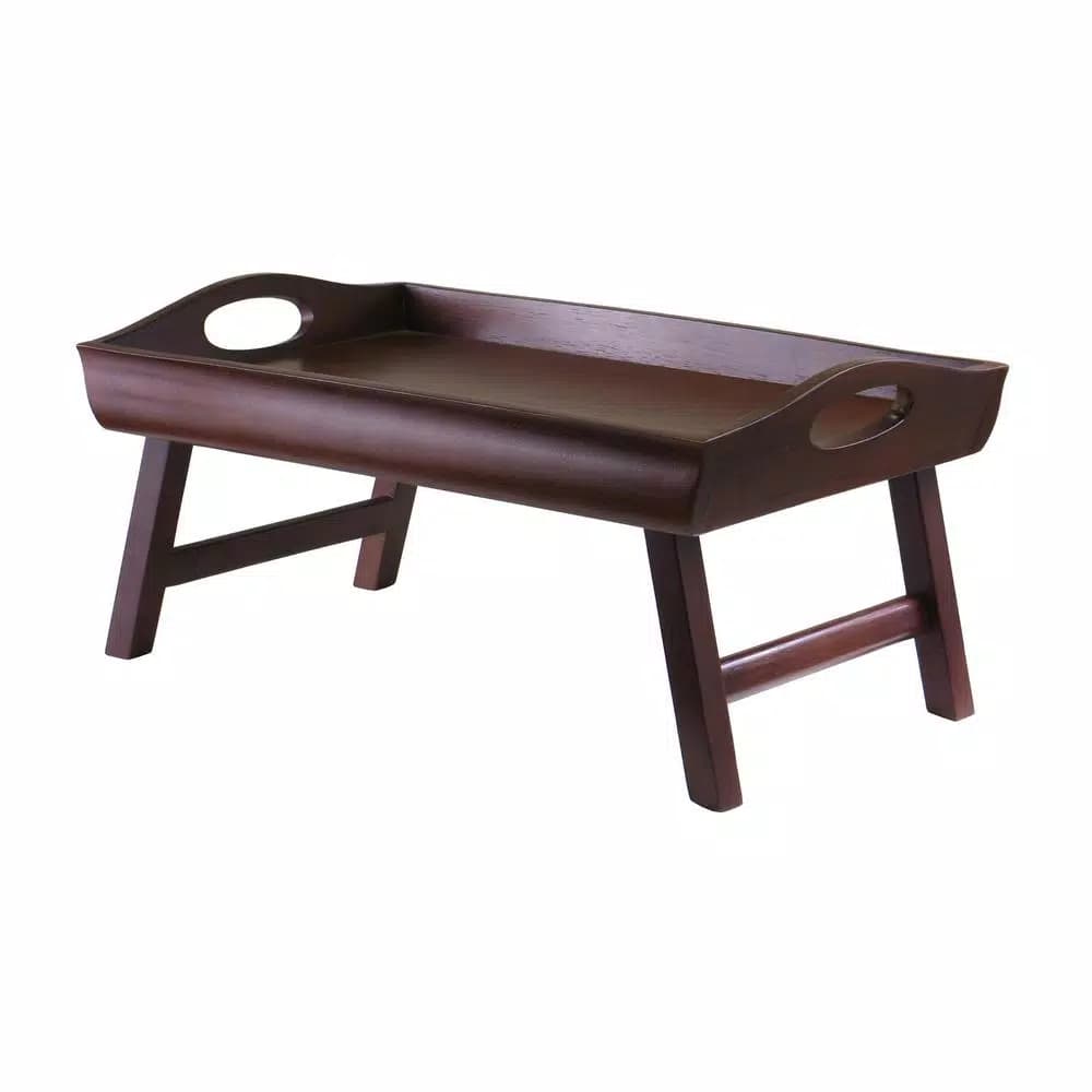 Winsome Sedona Solid Wood Bed Tray with Foldable Legs and Large Handles, Antique Walnut Finish