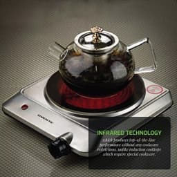 Ovente 1000W Electric Infrared Single Burner Cooktop, Silver Ceramic Glass Hot Plate thumbnail 5